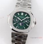 Swiss Replica Patek Philippe Nautilus Perpetual Calendar TW Cal.240 Olive Green Face Stainless steel Watch
